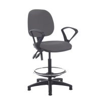 Jota draughtsmans chair with fixed arms - Blizzard Grey