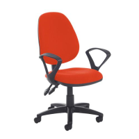 Jota high back PCB operator chair with fixed arms - Tortuga Orange