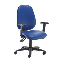 Jota extra high back operator chair with folding arms - Ocean Blue vinyl