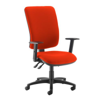 Senza extra high back operator chair with adjustable arms - Tortuga Orange