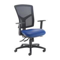 Senza high mesh back operator chair with adjustable arms - Ocean Blue vinyl