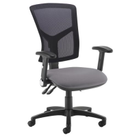 Senza high mesh back operator chair with folding arms - Blizzard Grey