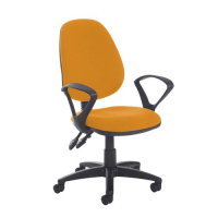 Jota high back PCB operator chair with fixed arms - Solano Yellow