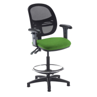 Jota mesh back draughtsmans chair with adjustable arms - Lombok Green