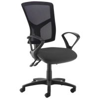 Senza high mesh back operator chair with fixed arms - black