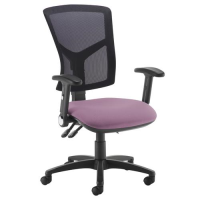 Senza high mesh back operator chair with folding arms - Bridgetown Purple