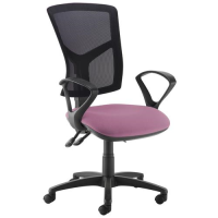 Senza high mesh back operator chair with fixed arms - Bridgetown Purple