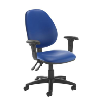 Jota high back PCB operator chair with adjustable arms - Ocean Blue vinyl