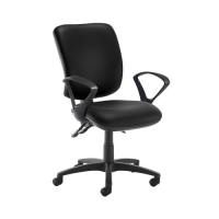 Senza high back operator chair with fixed arms - Nero Black vinyl
