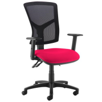 Senza high mesh back operator chair with adjustable arms - Diablo Pink