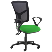 Senza high mesh back operator chair with fixed arms - Lombok Green