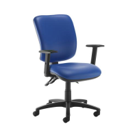 Senza high back operator chair with adjustable arms - Ocean Blue vinyl