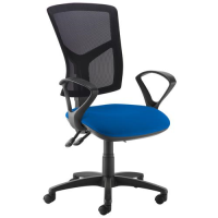 Senza high mesh back operator chair with fixed arms - Curacao Blue