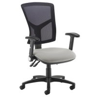 Senza high mesh back operator chair with folding arms - Slip Grey