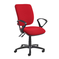 Senza high back operator chair with fixed arms - red