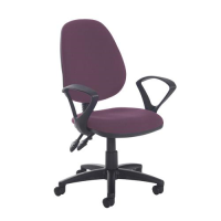 Jota high back PCB operator chair with fixed arms - Bridgetown Purple