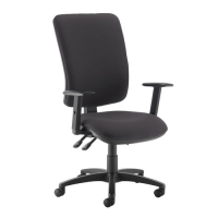 Senza extra high back operator chair with adjustable arms - Blizzard Grey