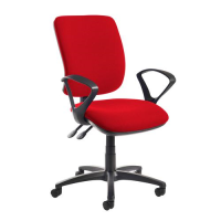 Senza high back operator chair with fixed arms - Panama Red