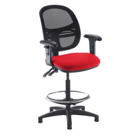 Jota mesh back draughtsmans chair with adjustable arms - Belize Red