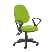 Jota high back PCB operator chair with fixed arms - Madura Green