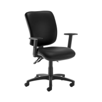 Senza high back operator chair with adjustable arms - Nero Black vinyl