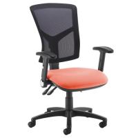 Senza high mesh back operator chair with folding arms - Tortuga Orange