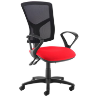 Senza high mesh back operator chair with fixed arms - Panama Red