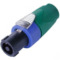 4 pole cable connector, chuck type strain relief, green bushing