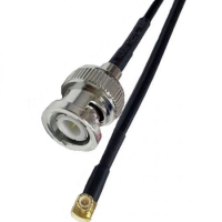 BNC PLUG TO MCX ELBOW MALE CABLE ASSEMBLY LMR100 0.25 METRE