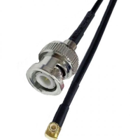 BNC PLUG TO MCX ELBOW MALE CABLE ASSEMBLY RG174 0.25 METRE