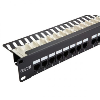 EXCEL CAT6 24 PORT 1 U RIGHT ANGLE PATCH PANEL BLACK