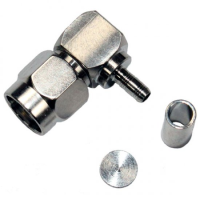 SMA Elbow Crimp Plug LMR100 WHITE BRONZE PLATED