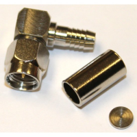 SMA Elbow Crimp Plug RG58 WHITE BRONZE PLATED