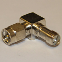 SMA Elbow Plug to Jack Adaptor WHITE BRONZE PLATED