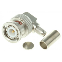 Telegartner J01000A1257 Right Angle 50 Ohm Cable Mount BNC Connector Plug Crimp Termination RG58 Nickel