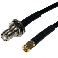 TNC BULKHEAD JACK REVERSE POLARITY TO SMA PLUG REVERSE POLARITY CABLE ASSEMBLY LMR195 20.0M