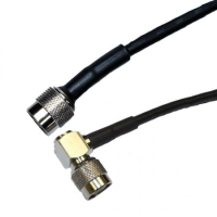 TNC PLUG TO TNC ELBOW PLUG RG58 CABLE ASSEMBLY 2.0M