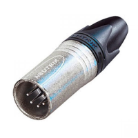 XLR Connector Neutrik 5 pole female cable connector with black metal housing and silver contacts.