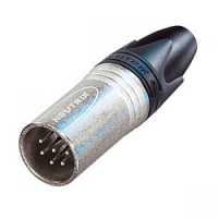 XLR Connector Neutrik 6 pole male cable connector with Nickel housing and silver contacts.