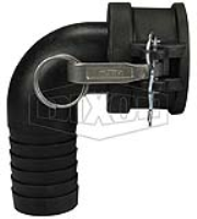 Polypropylene Cam & Groove Type C 90° Elbow Coupler x Hose Shank
