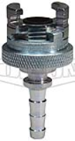 Dual-Lock P-Series Thor Interchange Hose Barb Coupler with Knurled Flanged Sleeve