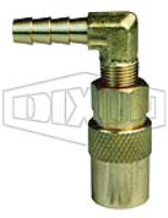 DQC CM-Series Industrial Mold Interchange Valved Coupler 90° Hose Barb