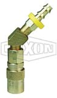 DQC CM-Series Industrial Mold Interchange Valved Coupler 45° Push-Loc Barb