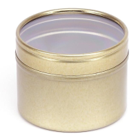Gold or White Round Seamless Slip Lid Tins with Window