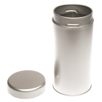 Silver Round Twist Lid Tin Box