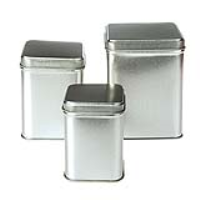 Tall Silver Square Tin Box with Slip Lid