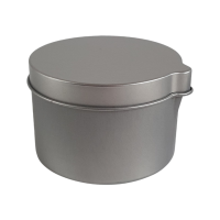 Silver Round Seamless Tin with Pouring Spout and Slip Lid