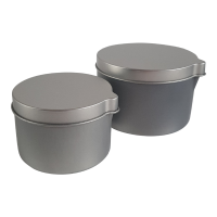 Silver Round Seamless Slip Lid Tins with Pouring Spout