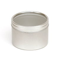 Silver Round Seamless Slip Lid Tins with Windows