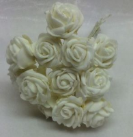 Artificial Colourfast Cottage Rose Bud Bunch, 12 Flowers - 12cm, Ivory